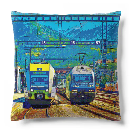 スイス シュピーツの駅 Cushion