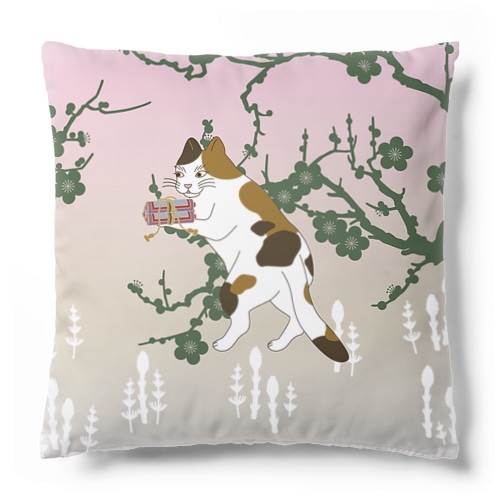 浮世絵宝巻三毛猫 Cushion