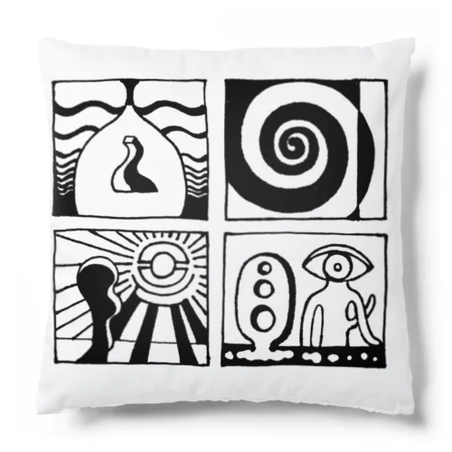 太陽の眼 文字絵(黒/前面) Cushion