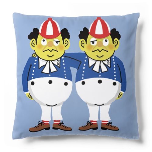 双子のおじさん（ブルーバック） Cushion