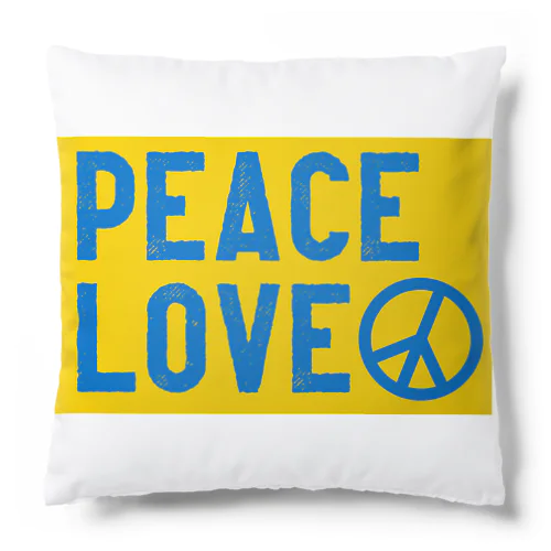 ウクライナ色PEACE LOVEピースマーク（Peace symbol） クッション