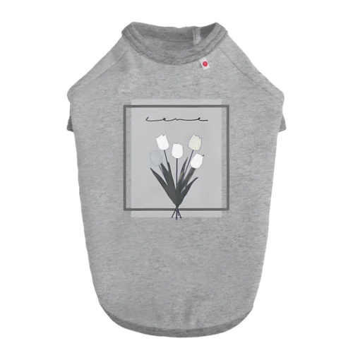 grayish color × white × charcoal ×  tulip bouquet ドッグTシャツ