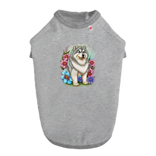 花アラスカの子犬。 愛犬家のためのキュートなデザイン。 ドッグTシャツ