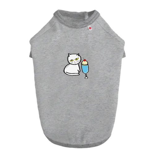A lovely white cat who likes ice cream. ドッグTシャツ