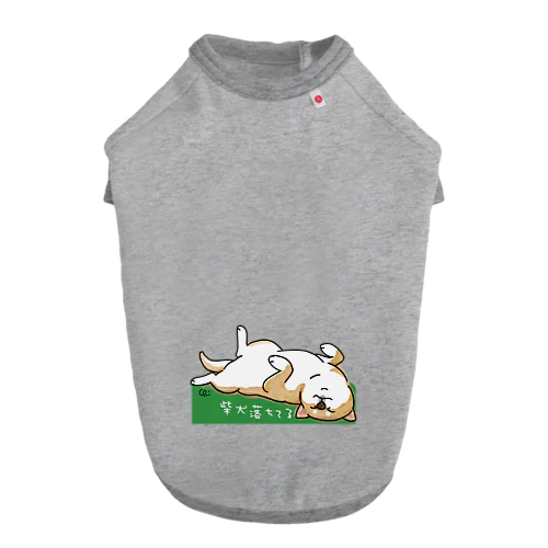 柴犬落ちてる（茶）背景グリーン ドッグTシャツ