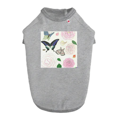 蝶と薔薇 ドッグTシャツ