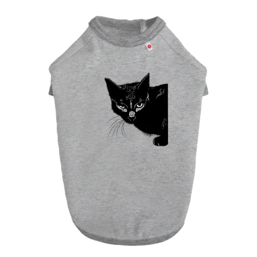 カッコよく覗きに来た黒猫 ドッグTシャツ