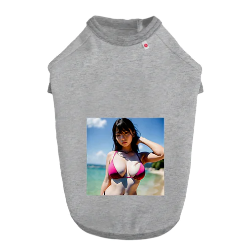 夏のビーチのハイビスカスちゃん ドッグTシャツ