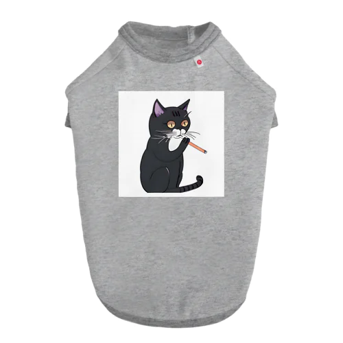 タバコを吸う猫 ドッグTシャツ