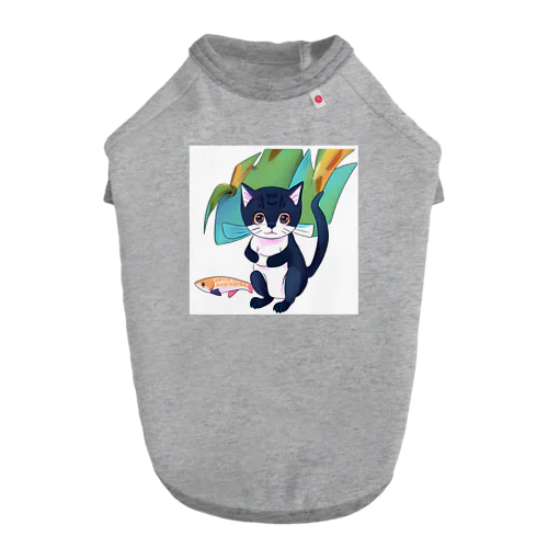 魚を捕えた子猫 Dog T-shirt