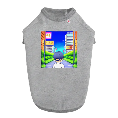 男の子と街並み ドッグTシャツ