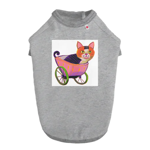 猫車に乗るネコ ドッグTシャツ