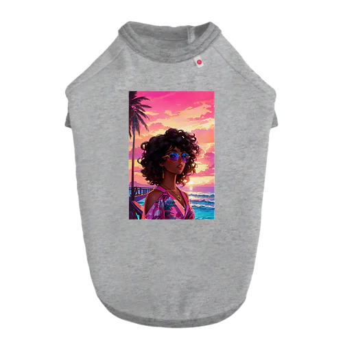 Sunset Girl Dog T-shirt