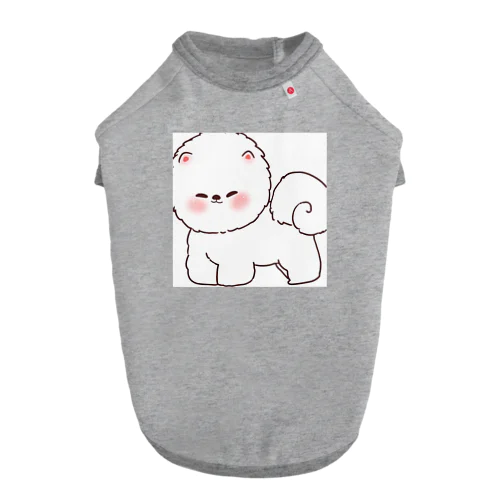 ふわふわの白い犬 ドッグTシャツ