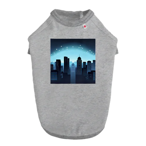 ミニマル未来都市　夜のシルエット Dog T-shirt