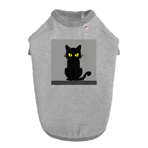 ピクセルアート黒猫　7 Dog T-shirt