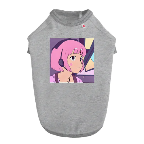 ピンク髪の少女 ドッグTシャツ