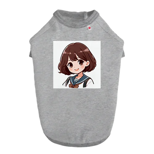 ボブヘアのかわいい女の子 ドッグTシャツ