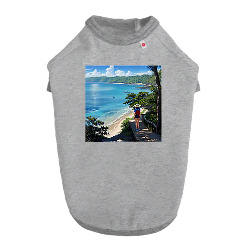 海を眺める女性 ドッグTシャツ