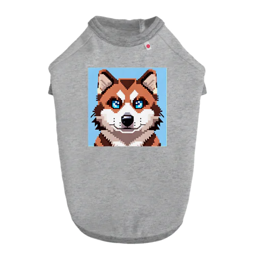 ドット絵シベリアンハスキーの子犬 ドッグTシャツ