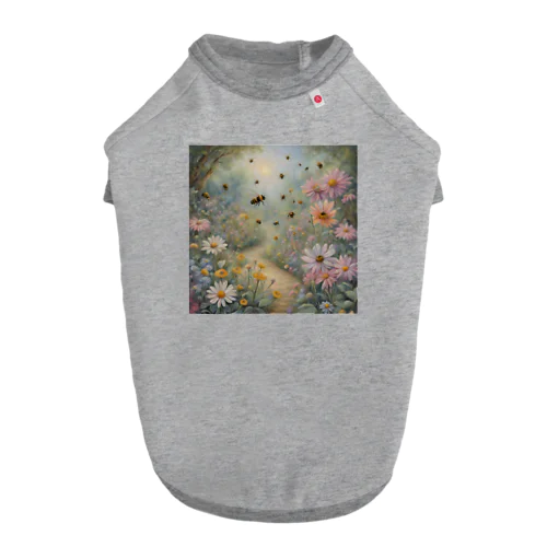 蜂と花のイラストグッズ ドッグTシャツ