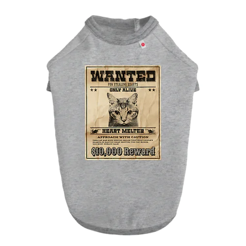 WANTED ハート泥棒（舌をだす猫） ドッグTシャツ