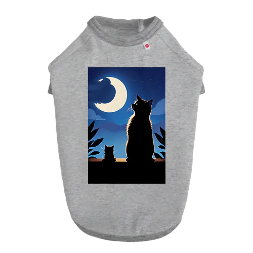 月夜と黒猫 ドッグTシャツ