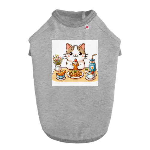 猫くんの豪華なカフェごはん♪ ドッグTシャツ