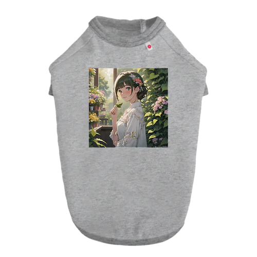 植物や花を大切にする環境意識の高い子リス ドッグTシャツ