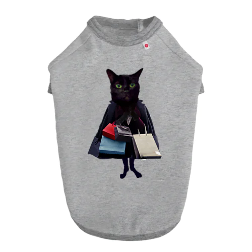 買い物をする黒猫BIBI ドッグTシャツ