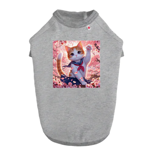 桜咲く華の学生猫 hana Dog T-shirt