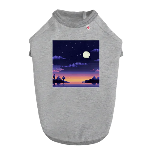 ピクセルと夜景の水面 ドッグTシャツ