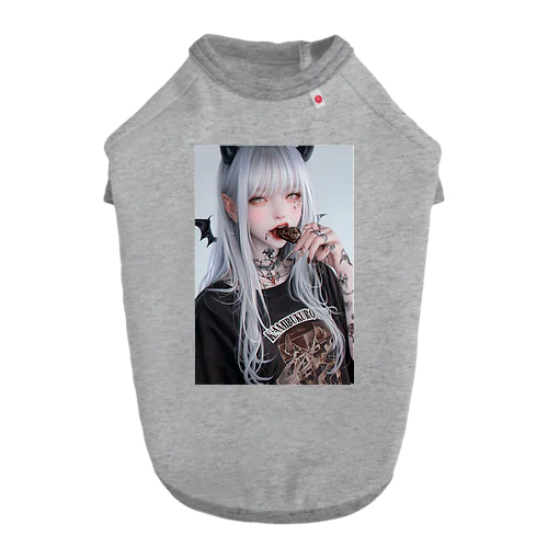 チョコを咥える悪魔美女 ドッグTシャツ