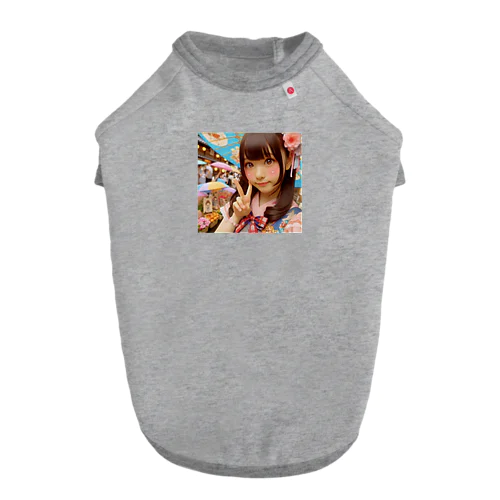 和傘の女の子 ドッグTシャツ