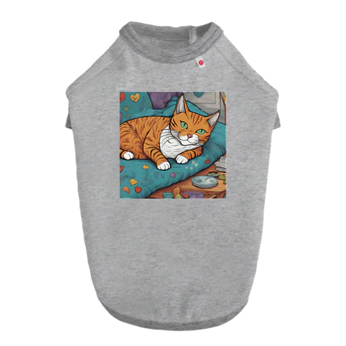 クッションに寝そべるネコ ドッグTシャツ