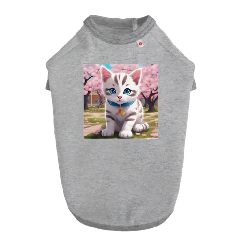 春と桜と虎縞白猫02 Dog T-shirt
