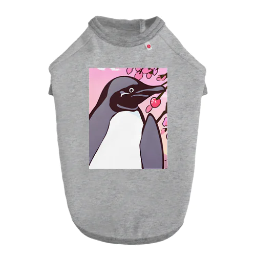 ペンギンと桜の木 ドッグTシャツ