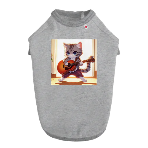ギター・ネコ ドッグTシャツ
