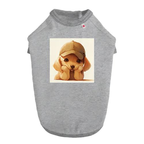 キャプをかぶった可愛い子犬 Marsa 106 Dog T-shirt