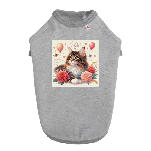 猫と薔薇 Dog T-shirt