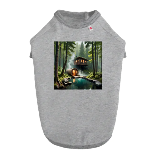 森林浴とサウナの組み合わせ ドッグTシャツ