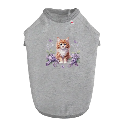 子猫とお花 ドッグTシャツ