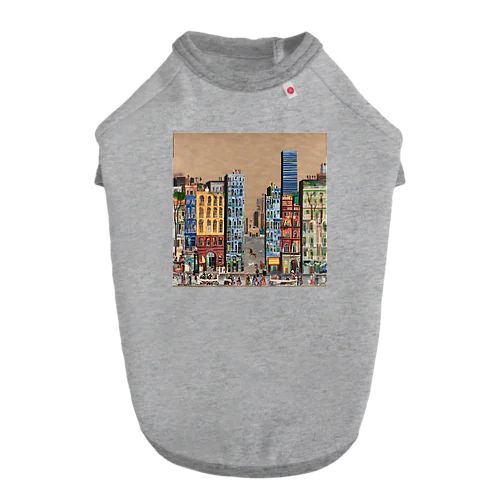 油絵　知らない都市の風景　ノスタルジー ドッグTシャツ