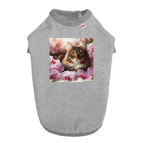 猫と胡蝶蘭 Dog T-shirt