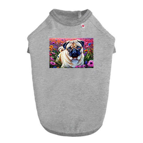 花畑とパグ Dog T-shirt