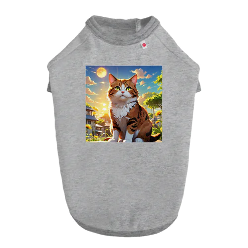 夕日の下の猫 ドッグTシャツ