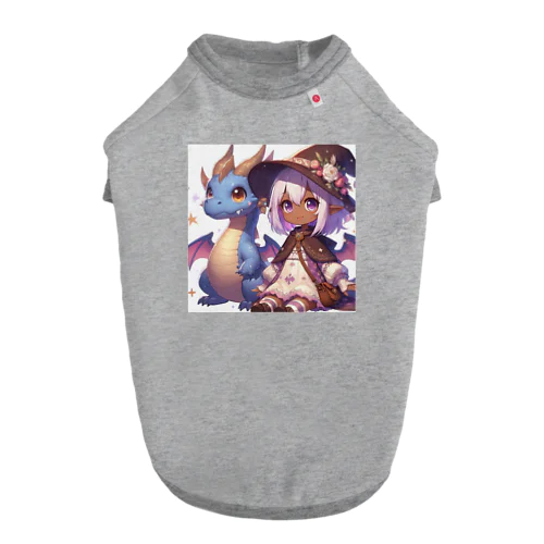 ドラゴンと可愛い女の子3 ドッグTシャツ