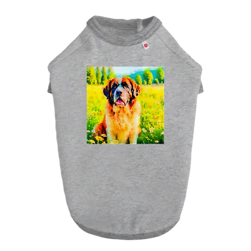 水彩画の犬 花畑のセントバーナードのイラスト Dog T-shirt