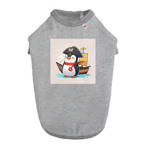 おもちゃの海賊船に乗ったかわいいペンギン ドッグTシャツ