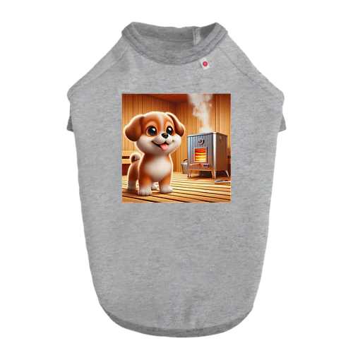 可愛い子犬がサウナでととのう ドッグTシャツ